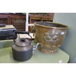 A JARDINIERE AND KETTLE, AF