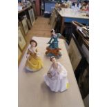 3 ROYAL DOULTON LADIES, SANDRA, AUTUMN TIME AND CAROL, HEIGHTS 9INS AND DOWN