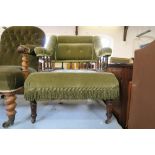 A VICTORIAN STYLE OPEN ARMCHAIR