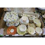 2 BOXES OF CHINA AND TEAWARE, TO INCLUDE CAKE STAND, LUSTRE TEASET, ETC.