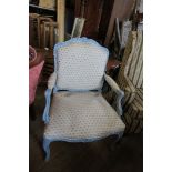 A PAINTED OPEN ARM CHAIR