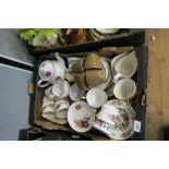 A BOX OF CHINA TO INCLUDE ROYAL STAFFORD AND ROYAL VALE