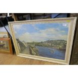 A PRINT AFTER ROBIN GOODWIN, HARBOUR SCENE NEWTON FERRERS, MAX 25INS X 34INS