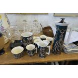A PORTMEIRION MAGIC CITY PATTERN COFFEE SET, DESIGNED BY SUSAN WILLIAMS-ELLIS, INCLUDING COFFEE POT,