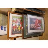 A COLLECTION OF SPORTS PRINTS, INCLUDING LIMITED EDITION OF DAVID GOWER, LORDS PAVILION SIGNED