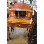 A SATINWOOD AND MAHOGANY WRITING DESK, HAVING FOLD-OUT WRITING FLAP, WIDTH 25INS X DEPTH 17INS X