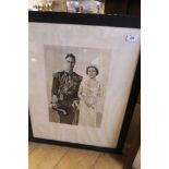 2 PRINTS OF THE ROYAL FAMILY, KING GEORGE VI WITH QUEEN MOTHER, MAX 27.5INS X 22.5INS, TOGETHER WITH