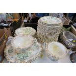 A COLLECTION OF 19TH CENTURY STYLE DINNER WARE WITH GOLD DECORATION, AND DECORATED WITH LEAVES,