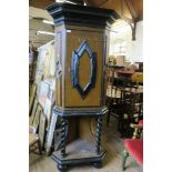 A SWEDISH STYLE CORNER CUPBOARD ON STAND, HEIGHT 78INS X WIDTH 30INS X DEPTH 24INS