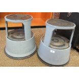 2 grey kick stools