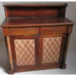 A 19th century mahogany chiffonier, having a galleried shelf over, and fitted with two frieze