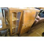 A BUREAU / GLAZED CABINET, WIDTH 48INS X DEPTH 17INS X HEIGHT 45INS