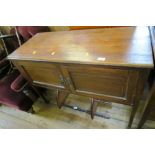 AN EDWARDIAN SIDEBOARD AND DRESSING TABLE, TOGETHER WITH A CHEST OF DRAWERS AND SET OF SHELVES