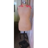 A vintage fabric bust mannequin, height 60ins approx