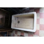 A rectangular garden trough, 42ins x 16.5ins x 7.25ins, together with a kitchen sink