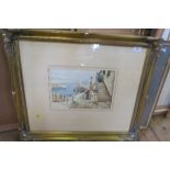 WATERCOLOUR, CONTINENTAL HARBOUR SCENE, 9INS X 12.5INS (MAX 24INS X 27.5INS) (35093)