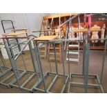 3 metal chrome and wooden display stands