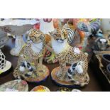 A PAIR OF 20TH CENTURY MODELS OF CHEETAHS, HEIGHT 9INS