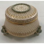 A small George Owen covered circular centrepiece, with a finely pierced body, with gilt and green