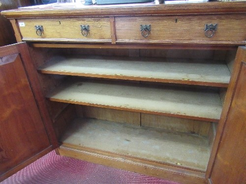 A 19th century pitch pine cupboard, fitted with two drawers over two planked doors, width 53ins x - Image 2 of 2