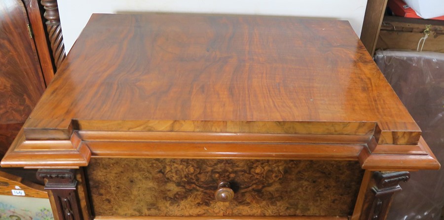A 19th century burr walnut Wellington chest, having an associated top, fitted with seven drawers, - Image 2 of 5