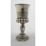 A 19th century Continental silver goblet, the bowl with a band of engraved decoration over an