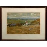 Michel Lyne, signed and dated 1946, watercolour, The Ledbury Hunt with the Malverns in the