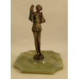 A Lorenzl patinated spelter model, Parrot Girl, on shaped marble base, height 10insCondition Report: