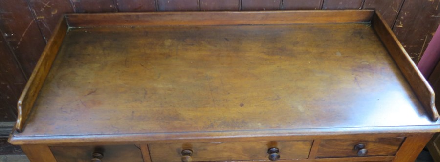 A 19th century mahogany tray top wash stand, fitted with a central drawer, flanked by two short - Image 2 of 3