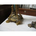 A pair of French candelabras, with three branches, having gilded and porcelain decoration, height