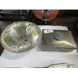 36376  An arts and crafts style pieced dish together with a similar  pewter box