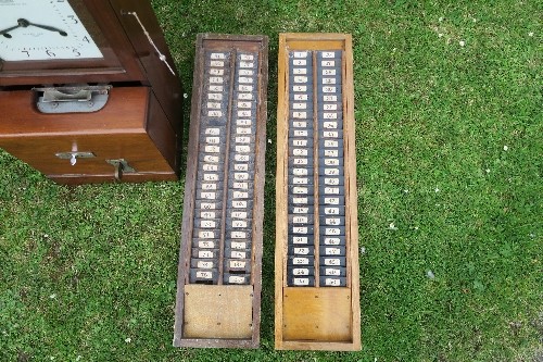 A National Time Recorder Co Ltd St Mary Crab. Kent clock, in mahogany case, height 27.5ins, - Image 5 of 5