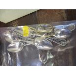 A bag of silver spoons, to include 3 decorated with golf clubs HGC