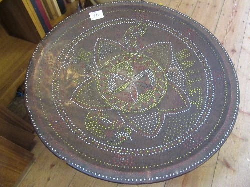A tribal style table, with bead work decoration - Image 2 of 3