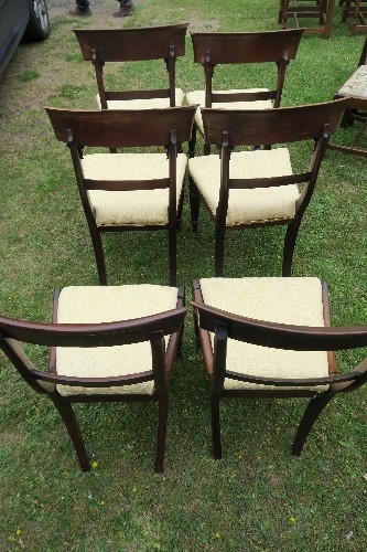 A harlequin set of six 19th century bar back dining chairs, four having tulip decoration - Image 5 of 5