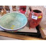 A Baron Barnstaple red ground vase, together with a Radford bowl