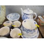 A collection of Royal Worcester blue dragon pattern china, to include teapot, coffee cups etc