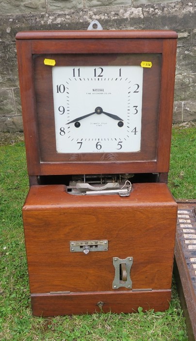 A National Time Recorder Co Ltd St Mary Crab. Kent clock, in mahogany case, height 27.5ins, - Image 2 of 5