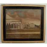 A 19th century needlepoint picture, of Madresfield Court, inscribed verso, 17ins x 20.5ins