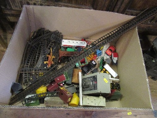 A box of model cars, track etc