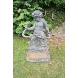 A 19th century cast iron stick stand, modelled with the young Hercules wrestling a serpent, height