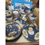 36430 A collection of Grovesnor china, and another decorated with mottled blue decoration