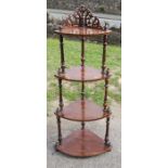 A Victorian inlaid four tier corner whatnot, height 53ins