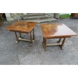 Two drawer leaf tables, width 33ins, length 36ins , height 30ins, fully extended length 60ins