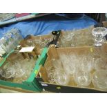 Four boxes of assorted glassware together with a tantalus