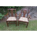 A pair of Chippendale style 19th century mahogany armchairs, with makers label Spillman and Co.