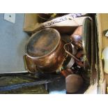 A box of assorted brassware etc