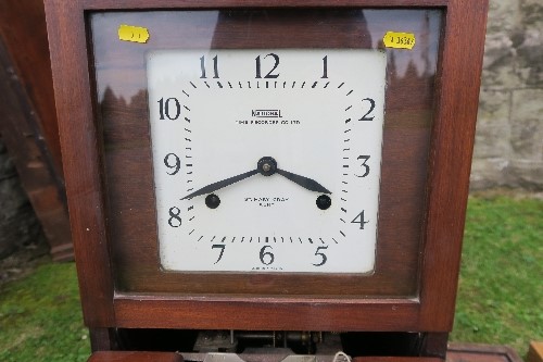 A National Time Recorder Co Ltd St Mary Crab. Kent clock, in mahogany case, height 27.5ins, - Image 3 of 5