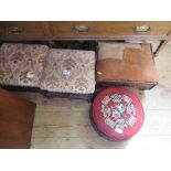 A pair of stools, beadwork stool and another