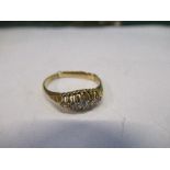 An 18 carat gold five stone diamond ring, Sheffield 1997 (re-shanked), finger size P), 2.9g gross